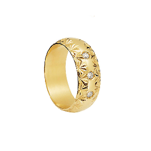 Aliança em Ouro Amarelo 18K com Diamantes