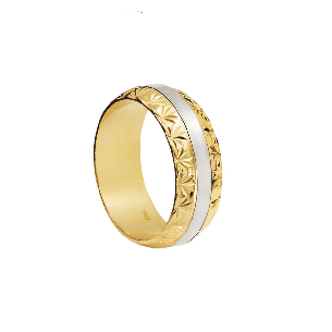 Aliança de Ouro Amarelo e Ouro Branco 18k