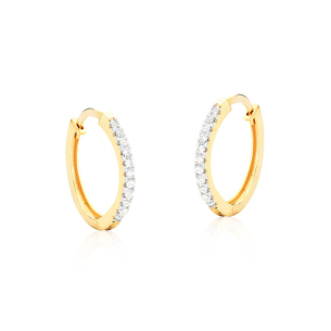 Brinco Argola em Ouro Amarelo 18K com Diamantes  