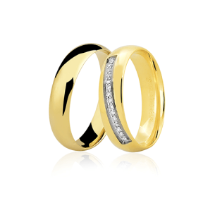 Aliança em Ouro Amarelo 18K com Diamante 