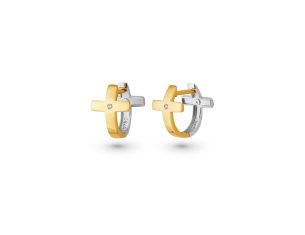 Brinco Argola em Ouro Amarelo e Ouro Branco 18k com Diamantes 