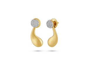 Brinco Ponto e Vírgula em Ouro Amarelo 18K com Diamantes 