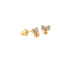 Brinco Infantil em Ouro Amarelo 18K com Diamantes  