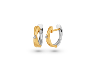 Brinco Argola em Ouro Amarelo e Ouro Branco 18K com Diamantes