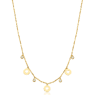 Gargantilha choker em Ouro Amarelo 18K pingentes de coração com diamantes