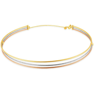 Gargantilha choker em Ouro Amarelo 18K, branco e rosé 18k corda de violão