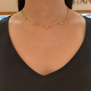 Gargantilha choker em Ouro 18k rosinhas