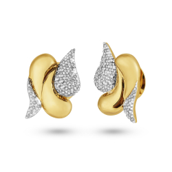 Brinco Vírgula em Ouro Amarelo 18K com Diamantes 