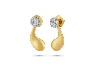 Brinco Ponto e Vírgula em Ouro Amarelo 18K com Diamantes 